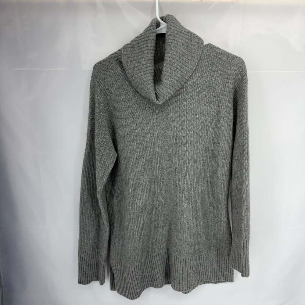 Cynthia Rowley Women M 100% Cashmere Cowl Neck Sweater Gray Long Sleeve Soft